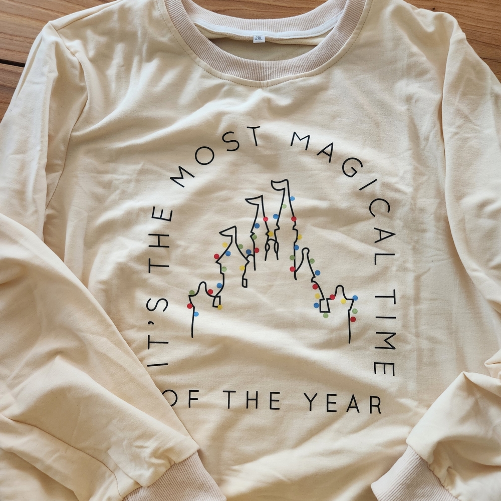 NWOT Cream Most Magical Time Of The Year Sweatshirt Magic Kingdom - 1X/2X